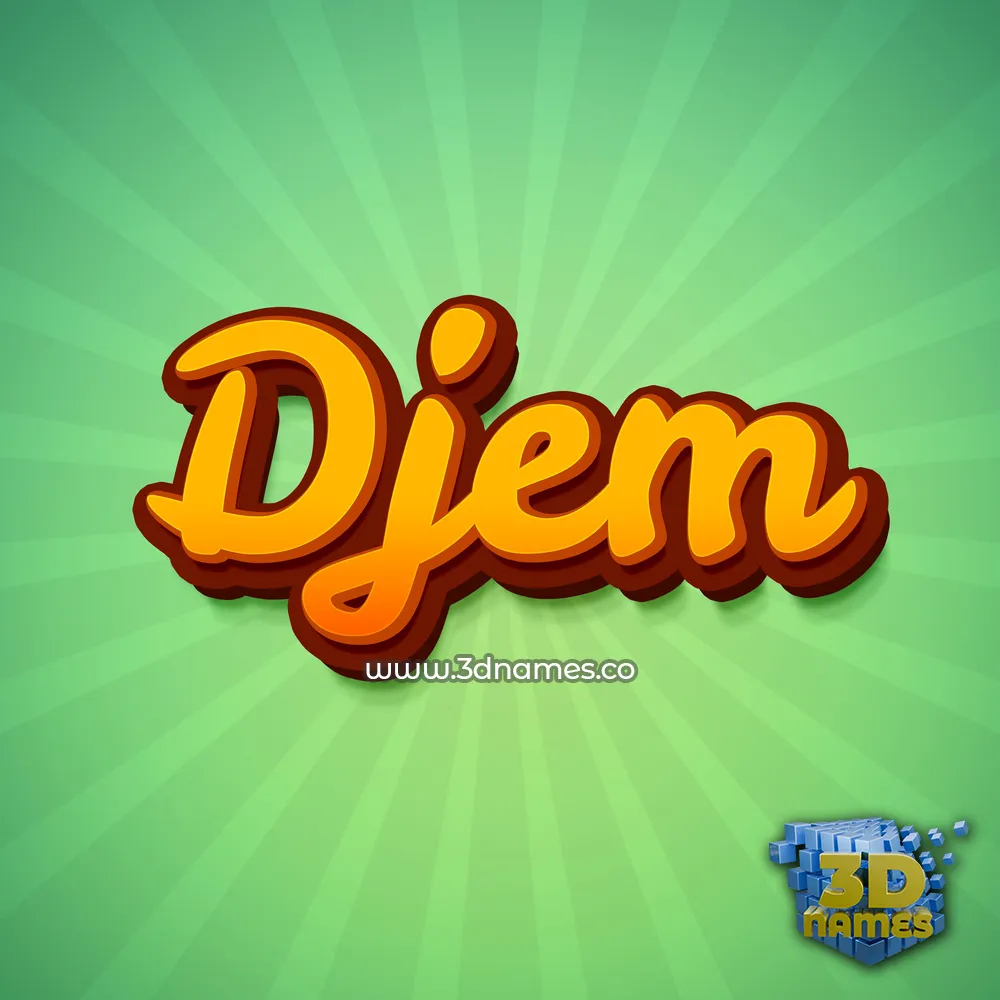 djem in Green Rays style - 3D name wallpaper