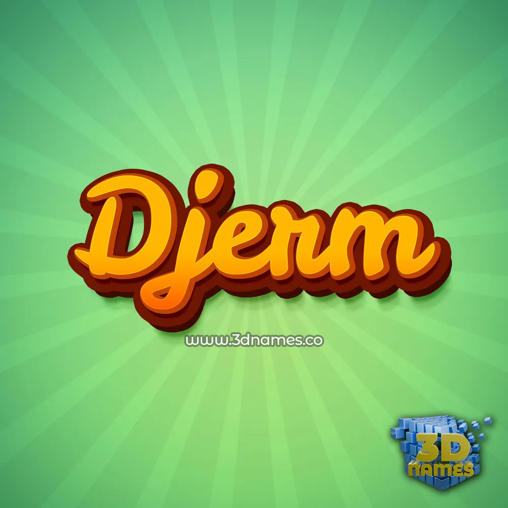 djerm in Green Rays style - 3D name wallpaper