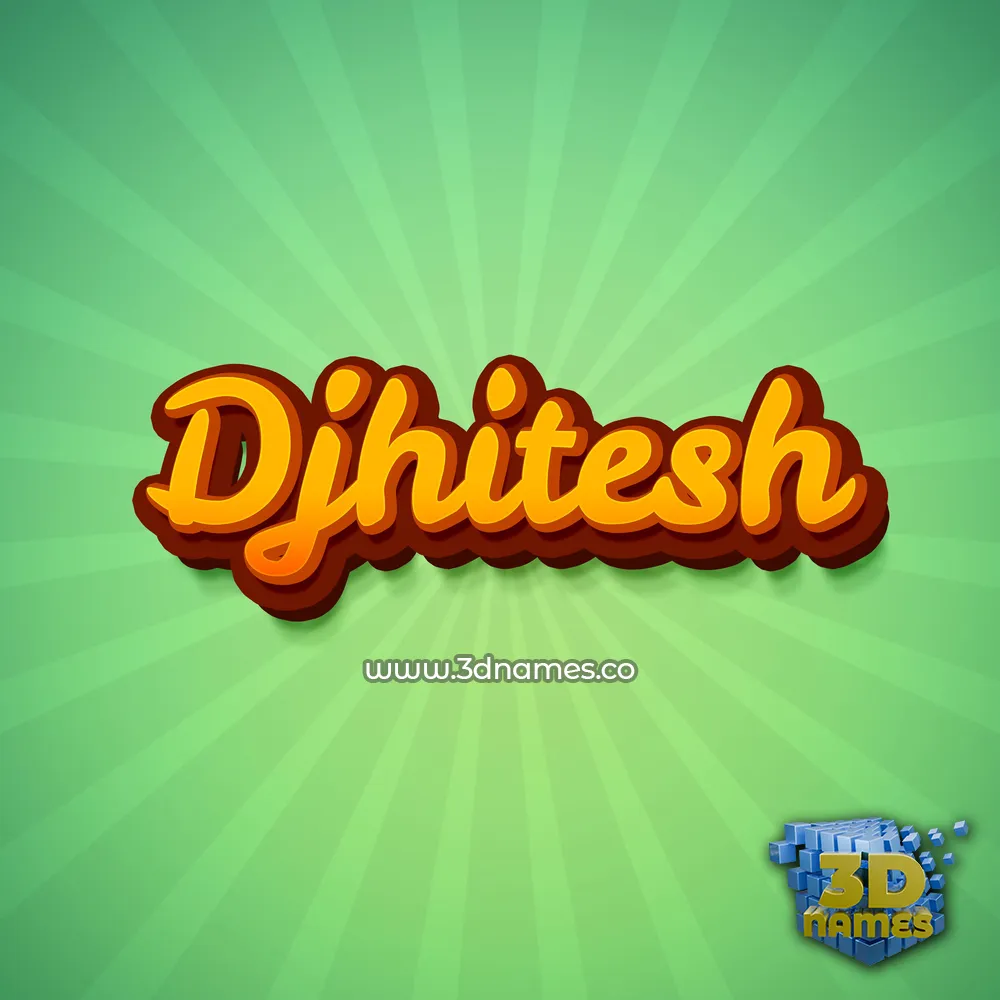 djhitesh in Green Rays style - 3D name wallpaper