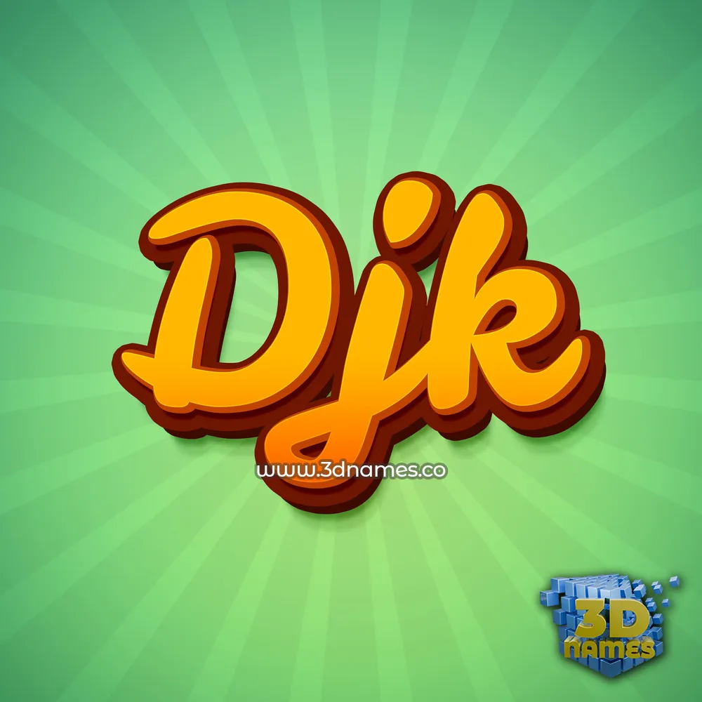djk in Green Rays style - 3D name wallpaper