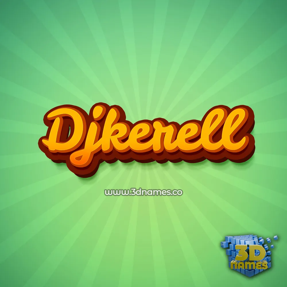 djkerell in Green Rays style - 3D name wallpaper