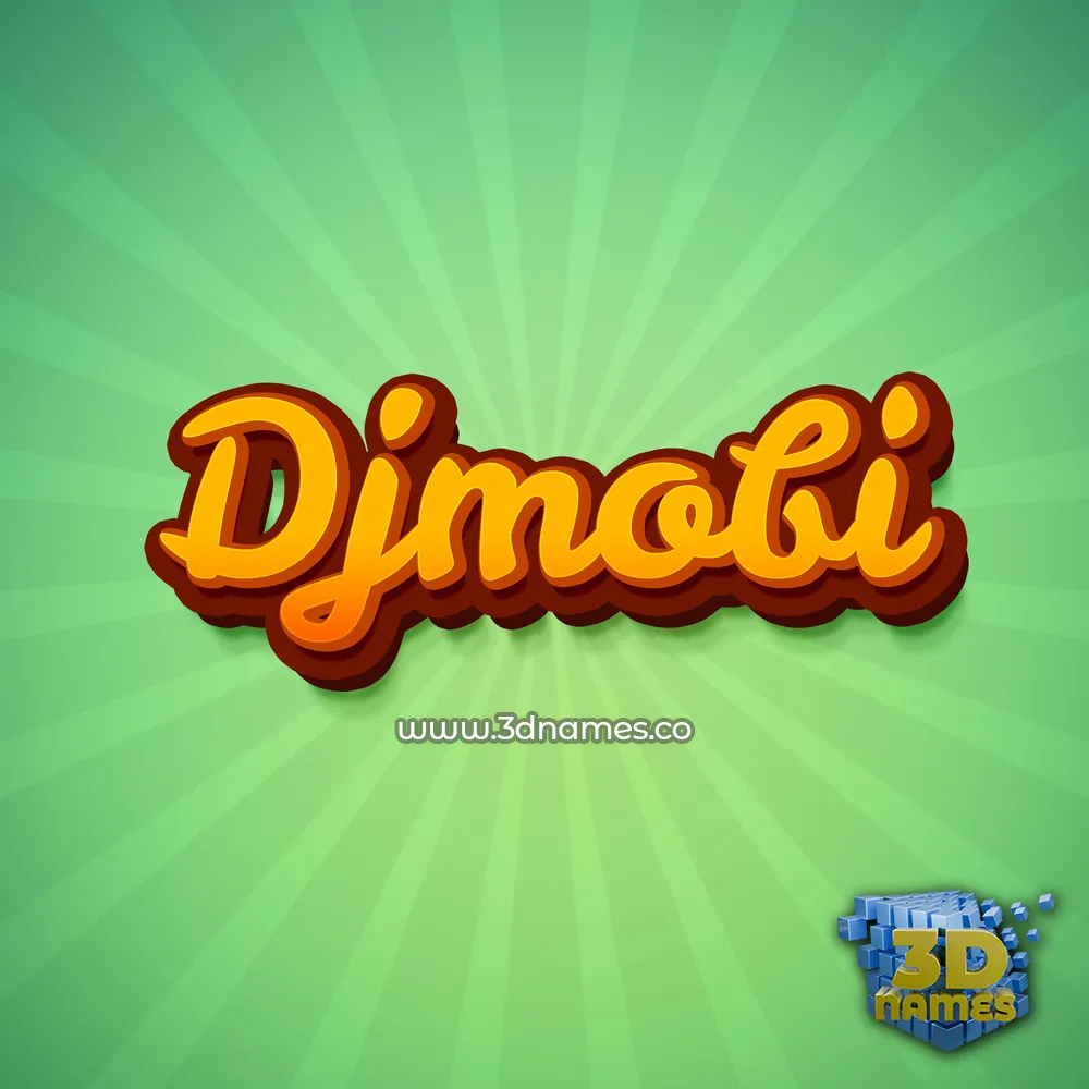 djmobi in Green Rays style - 3D name wallpaper