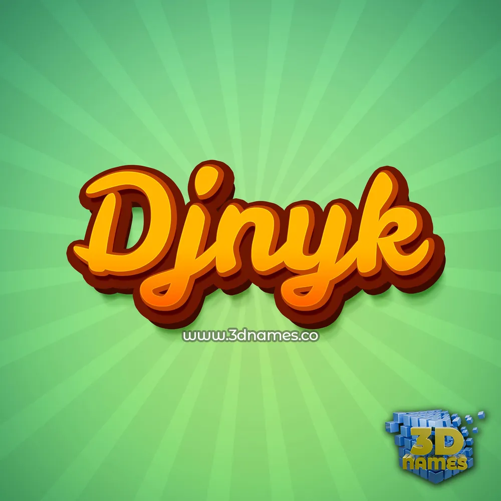 djnyk in Green Rays style - 3D name wallpaper