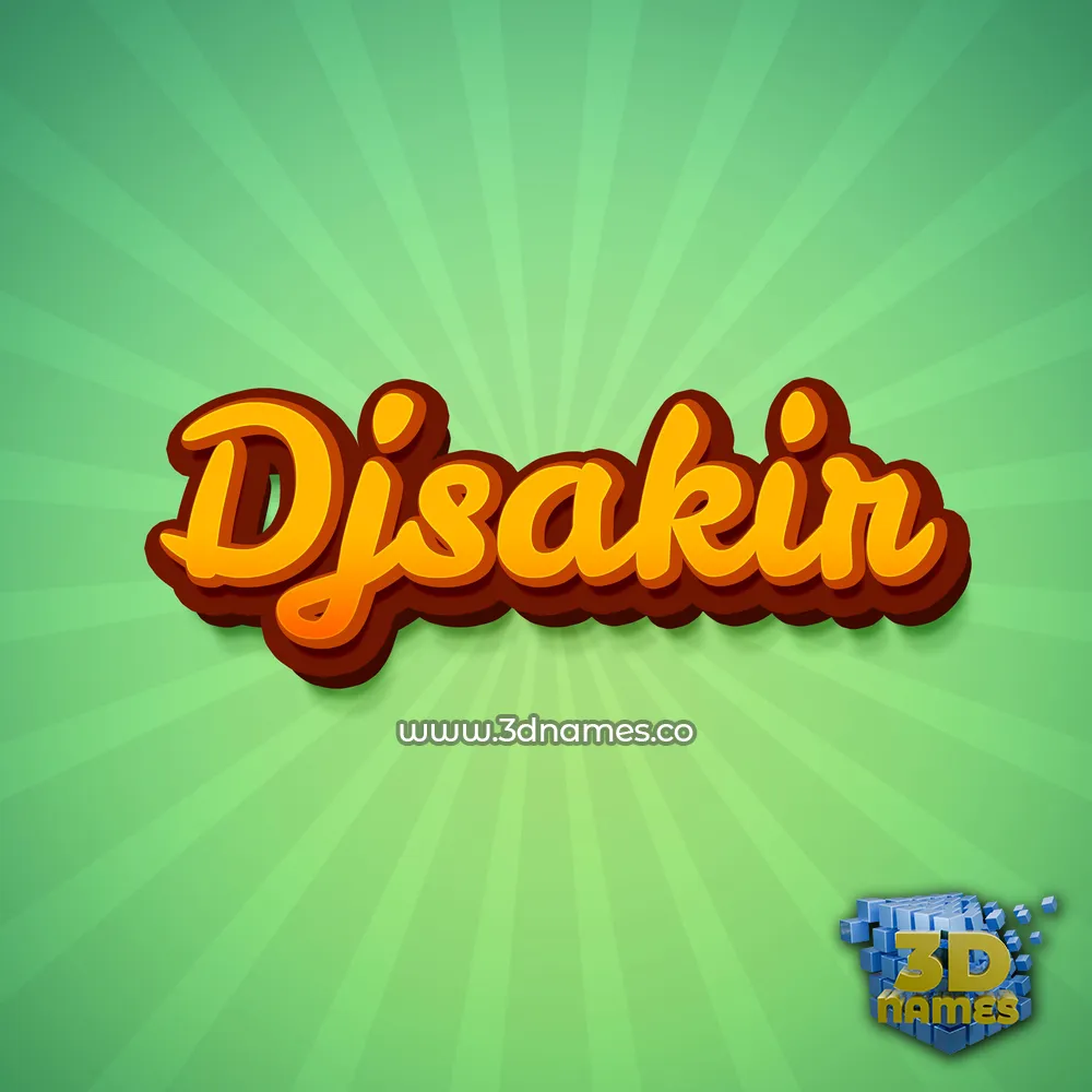djsakir in Green Rays style - 3D name wallpaper