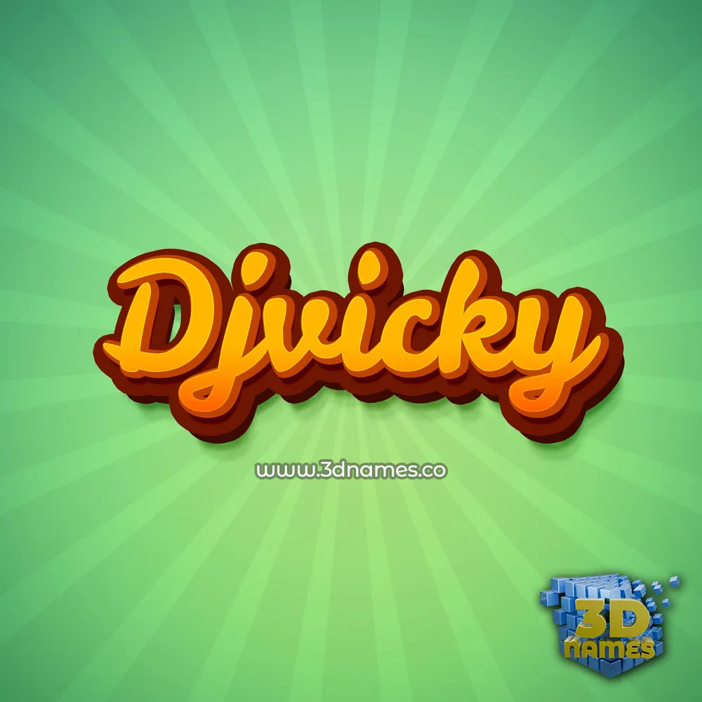 djvicky in Green Rays style - 3D name wallpaper