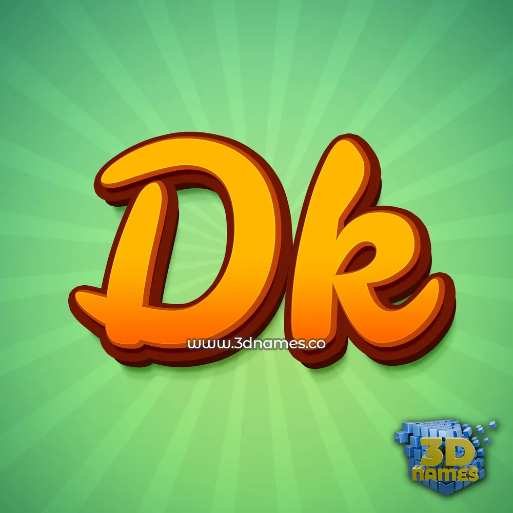 dk in Green Rays style - 3D name wallpaper
