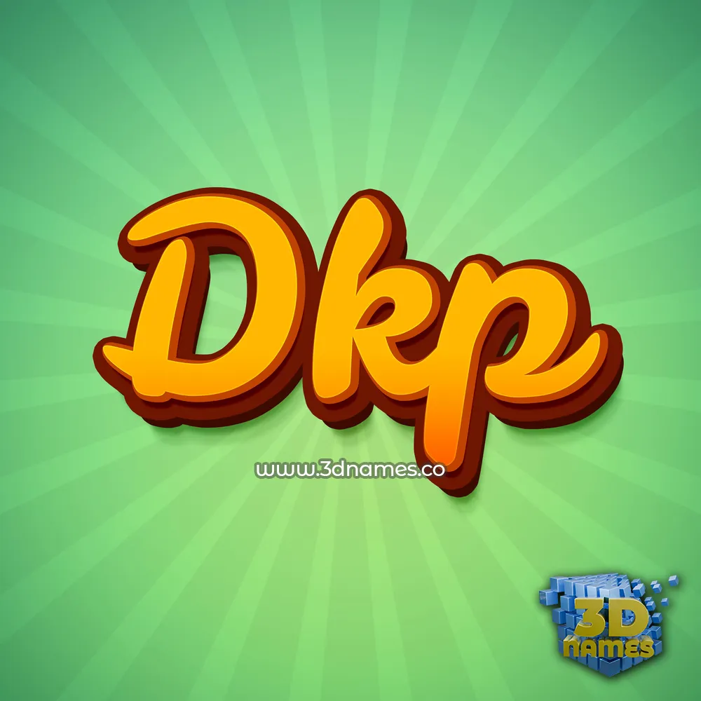 dkp in Green Rays style - 3D name wallpaper