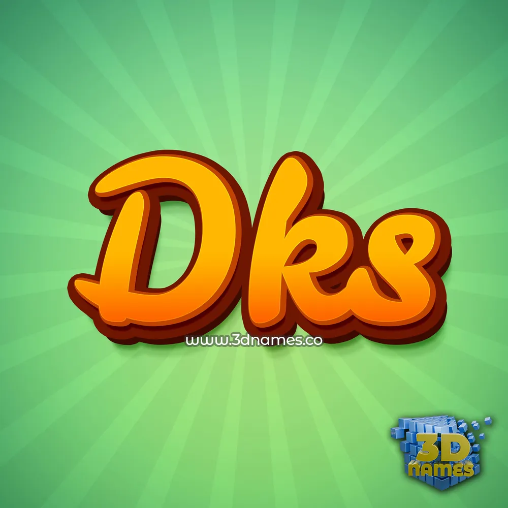 dks in Green Rays style - 3D name wallpaper