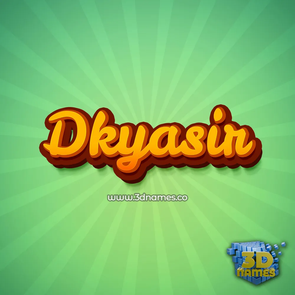 dkyasir in Green Rays style - 3D name wallpaper