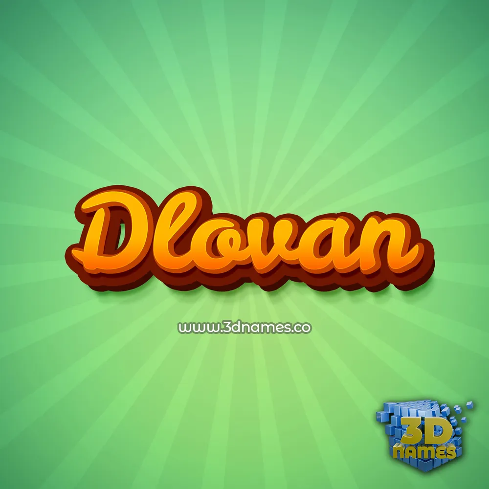 dlovan in Green Rays style - 3D name wallpaper