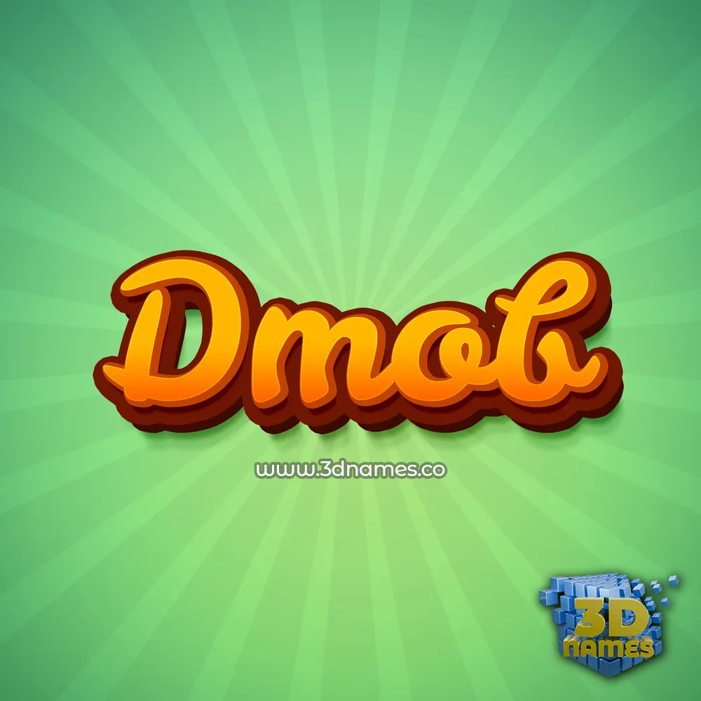 dmob in Green Rays style - 3D name wallpaper