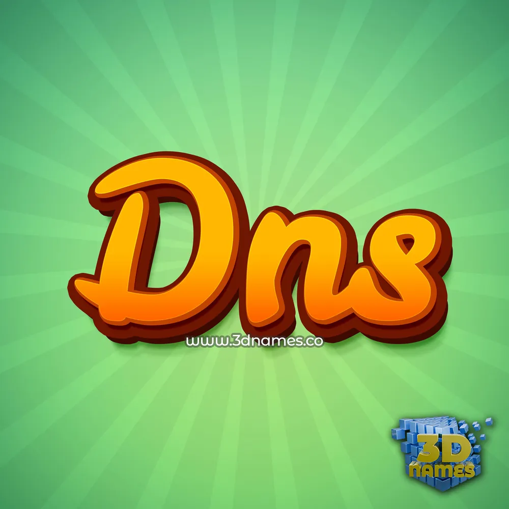 dns in Green Rays style - 3D name wallpaper