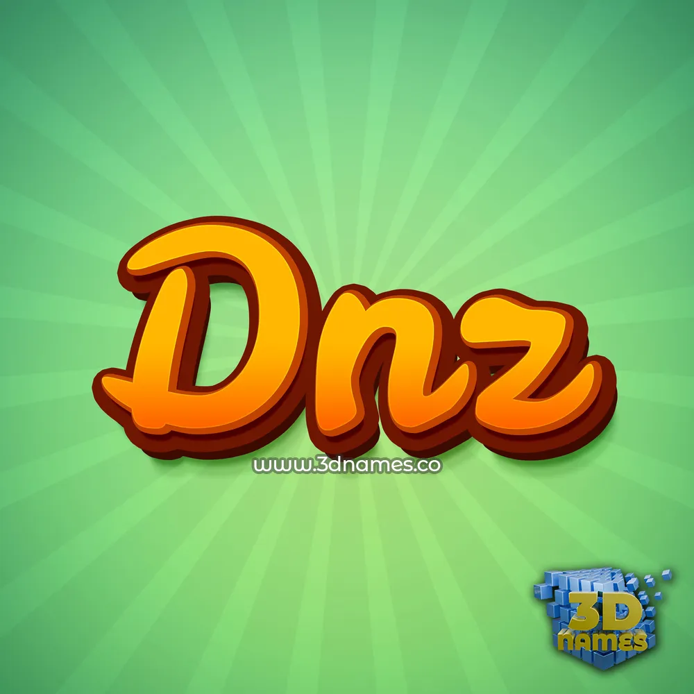 dnz in Green Rays style - 3D name wallpaper