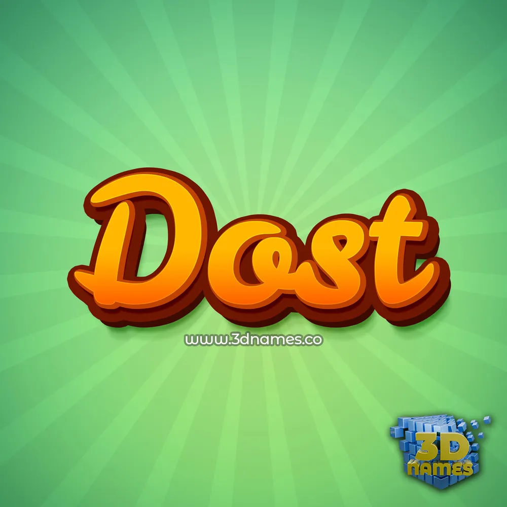 dost in Green Rays style - 3D name wallpaper