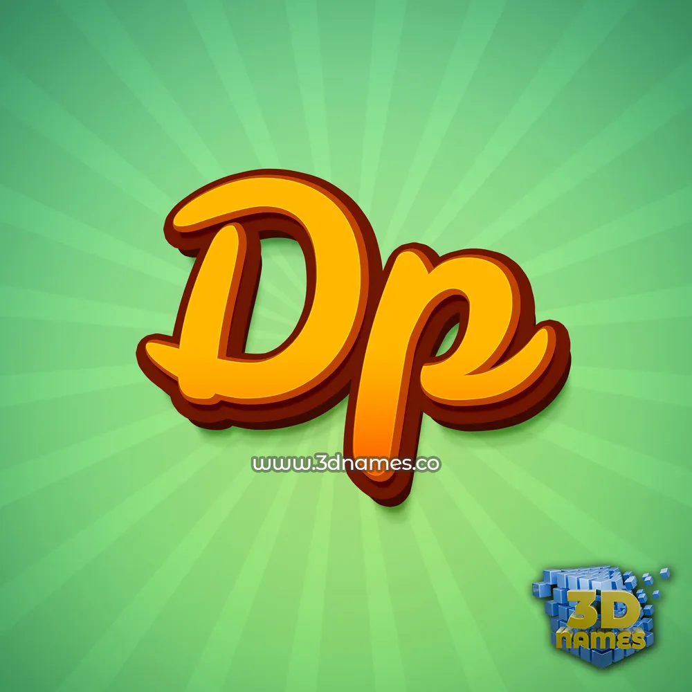 dp in Green Rays style - 3D name wallpaper
