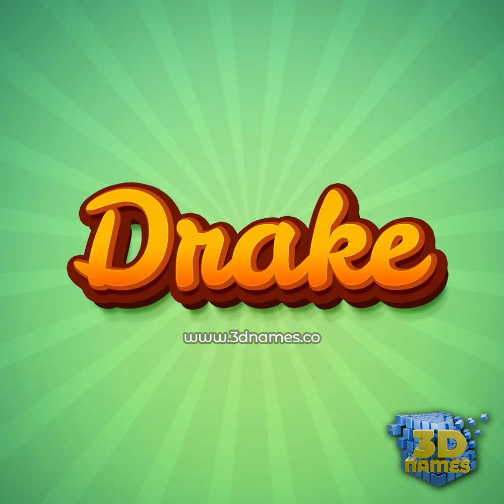drake in Green Rays style - 3D name wallpaper