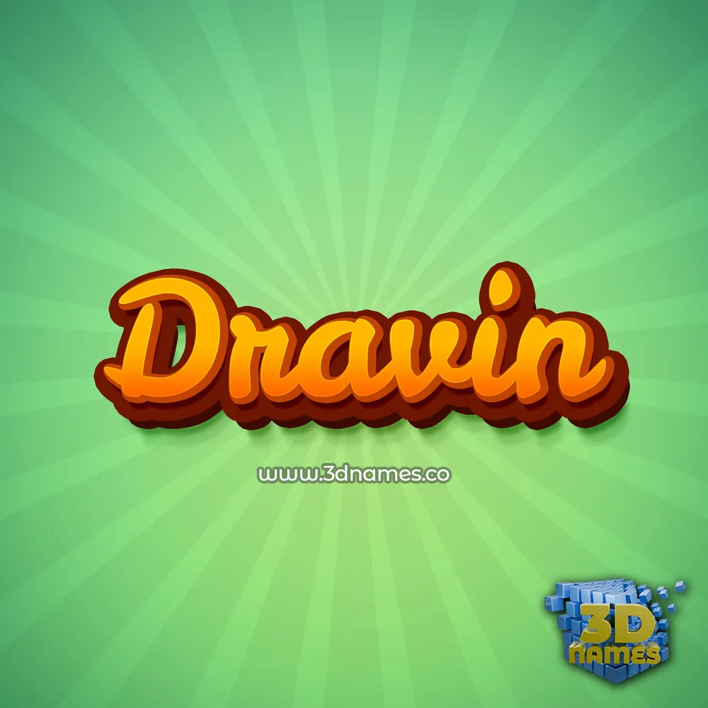 dravin in Green Rays style - 3D name wallpaper