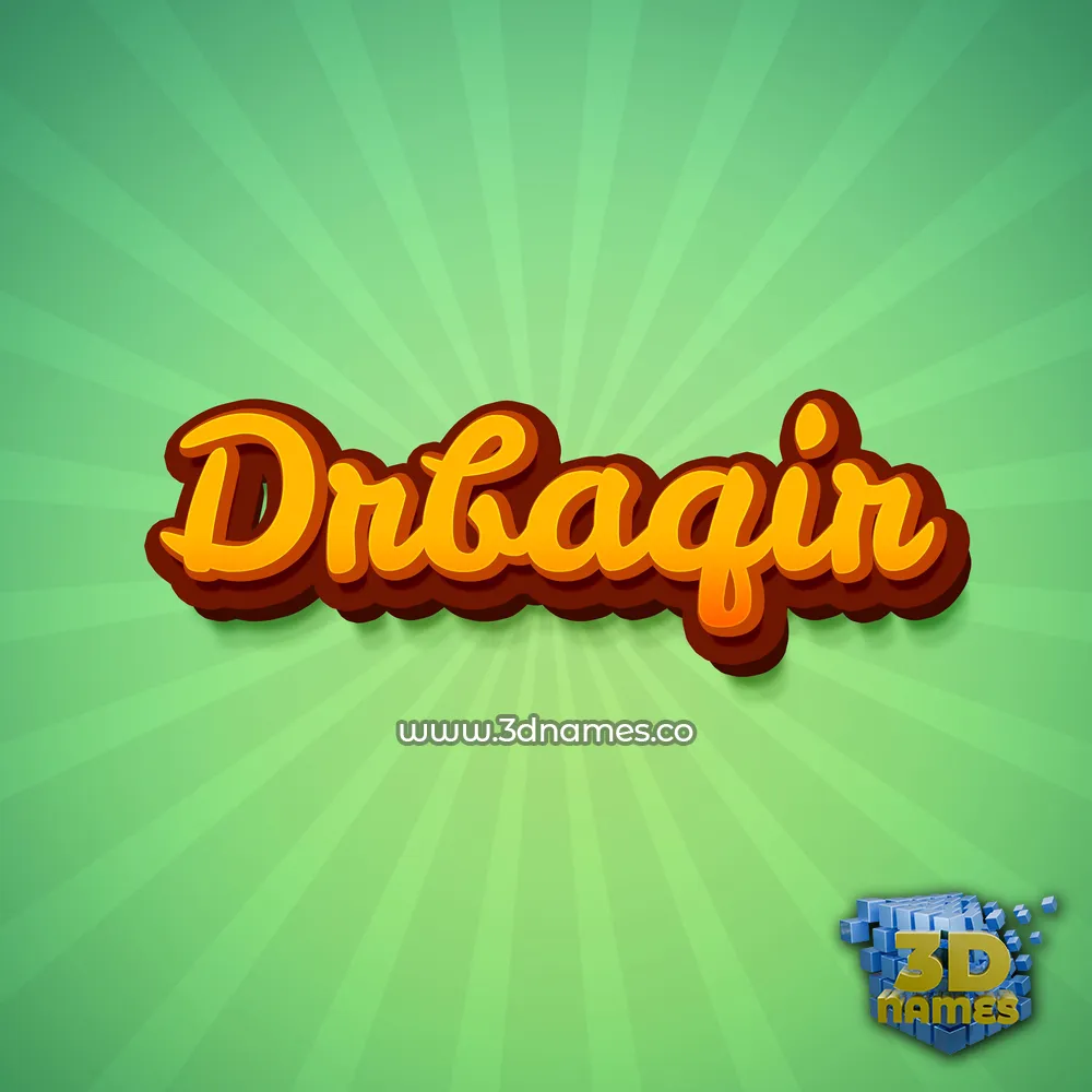 drbaqir in Green Rays style - 3D name wallpaper