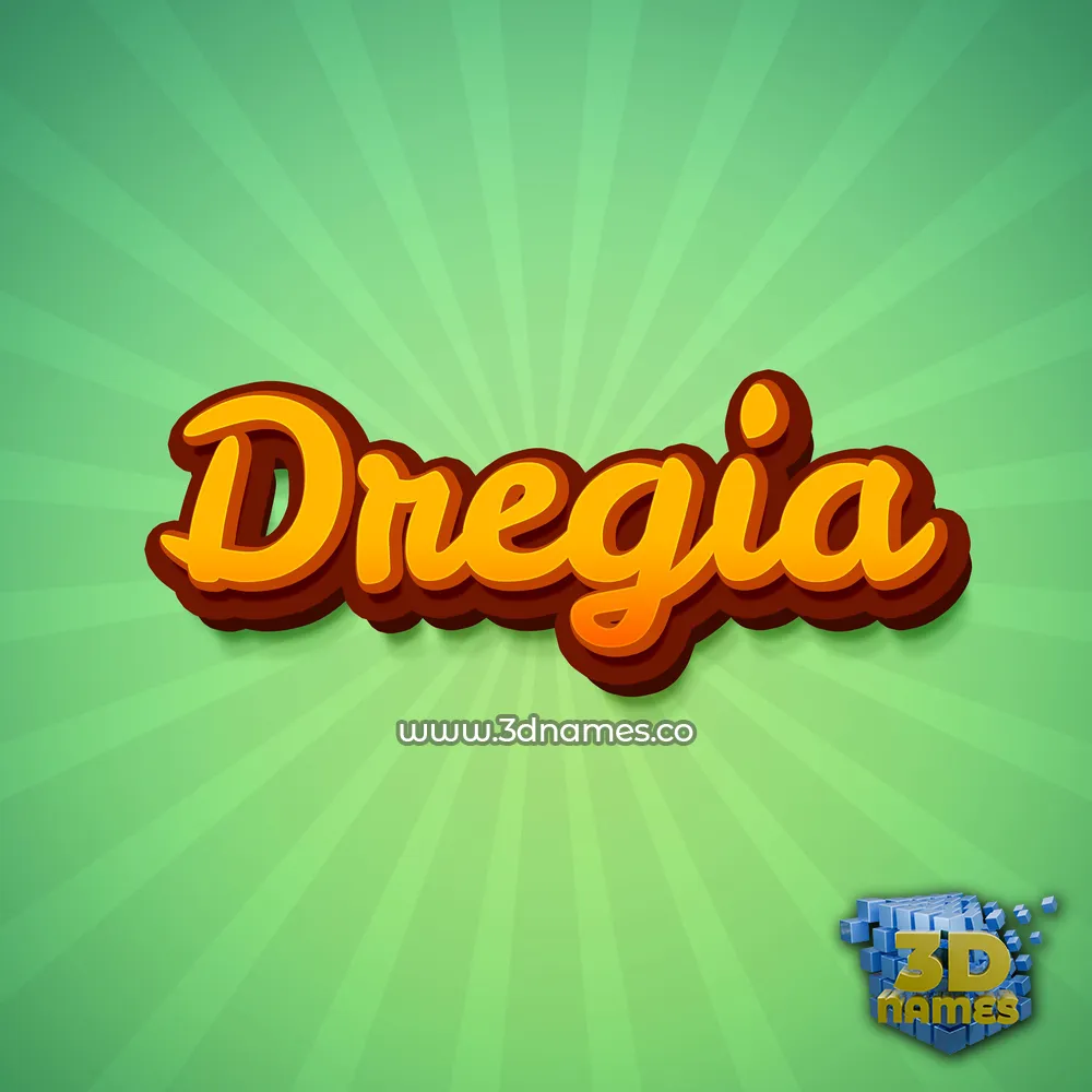 dregia in Green Rays style - 3D name wallpaper