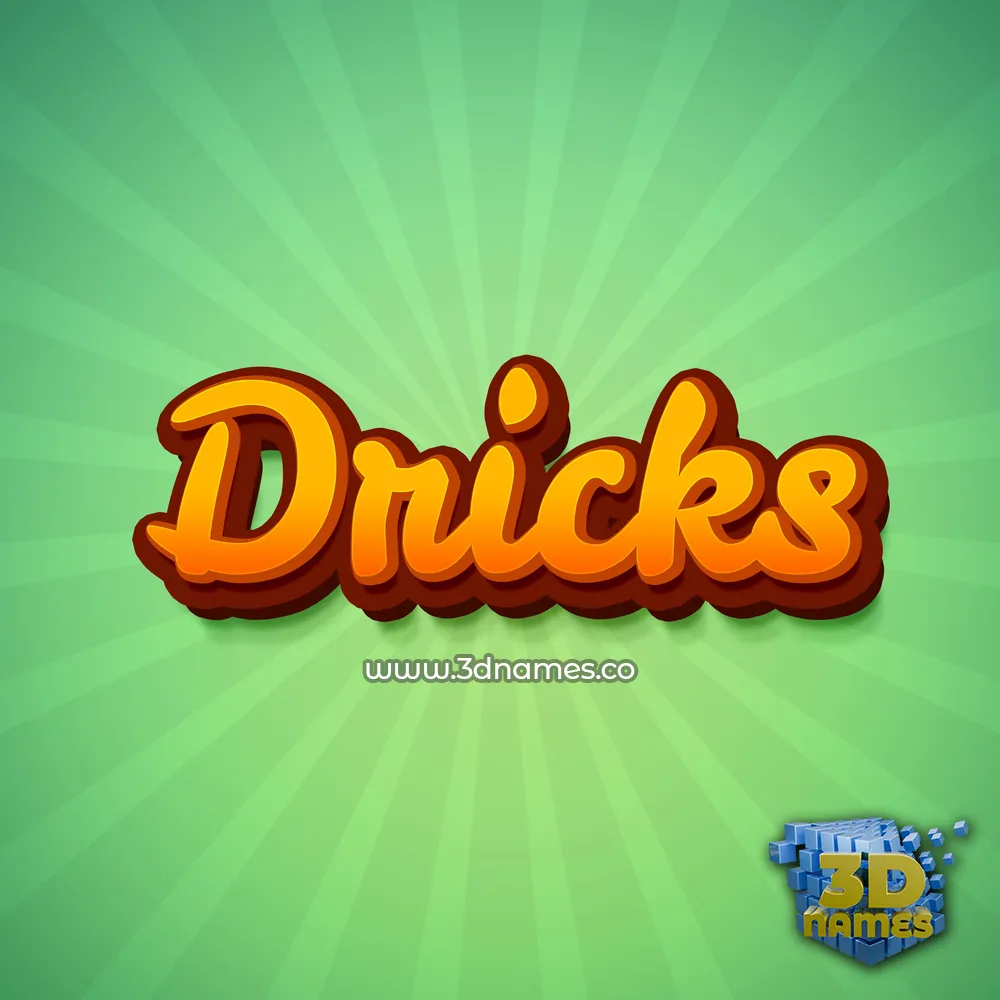 dricks in Green Rays style - 3D name wallpaper
