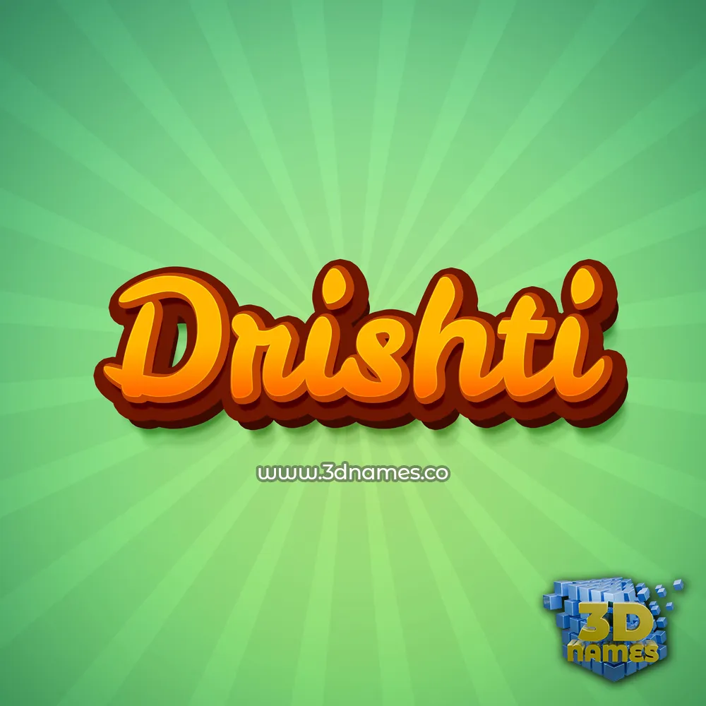 drishti in Green Rays style - 3D name wallpaper