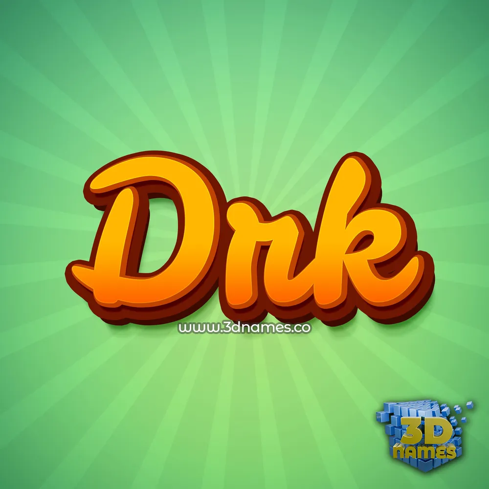 drk in Green Rays style - 3D name wallpaper