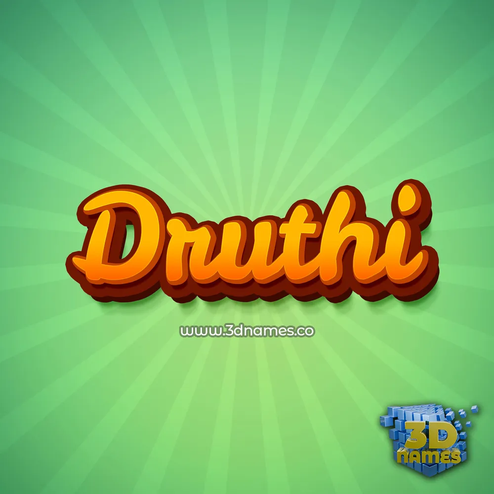 druthi in Green Rays style - 3D name wallpaper