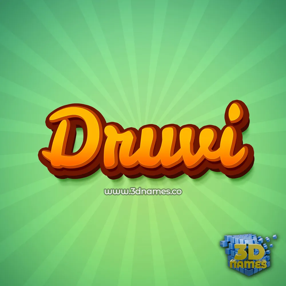 druvi in Green Rays style - 3D name wallpaper