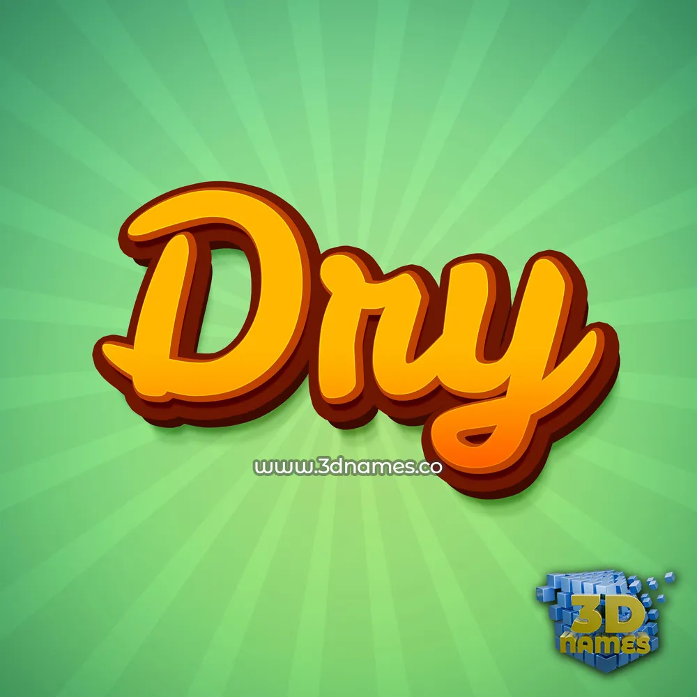 dry in Green Rays style - 3D name wallpaper