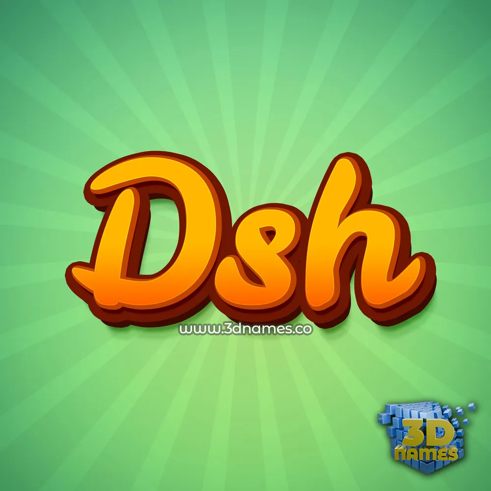 dsh in Green Rays style - 3D name wallpaper