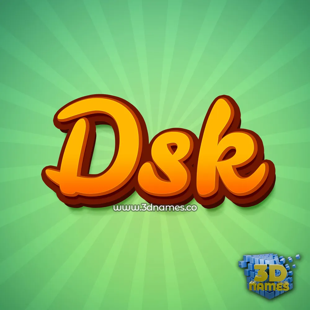dsk in Green Rays style - 3D name wallpaper