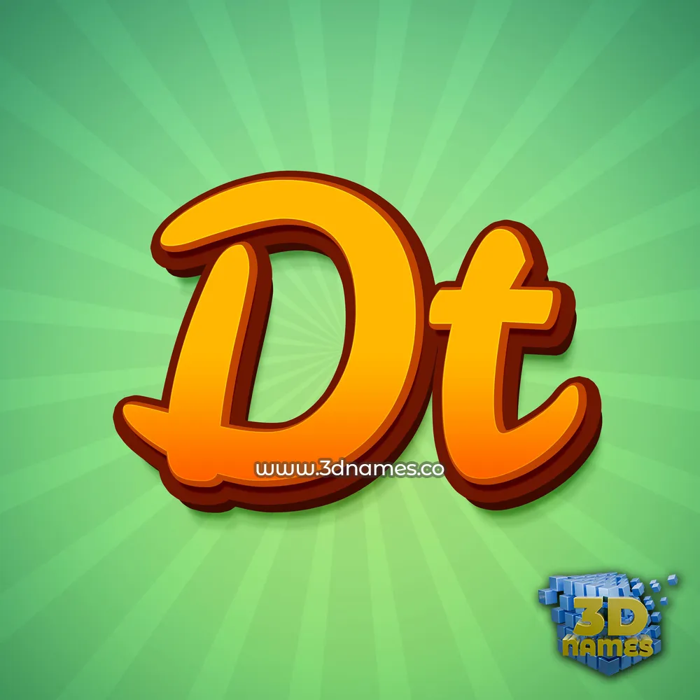 dt in Green Rays style - 3D name wallpaper