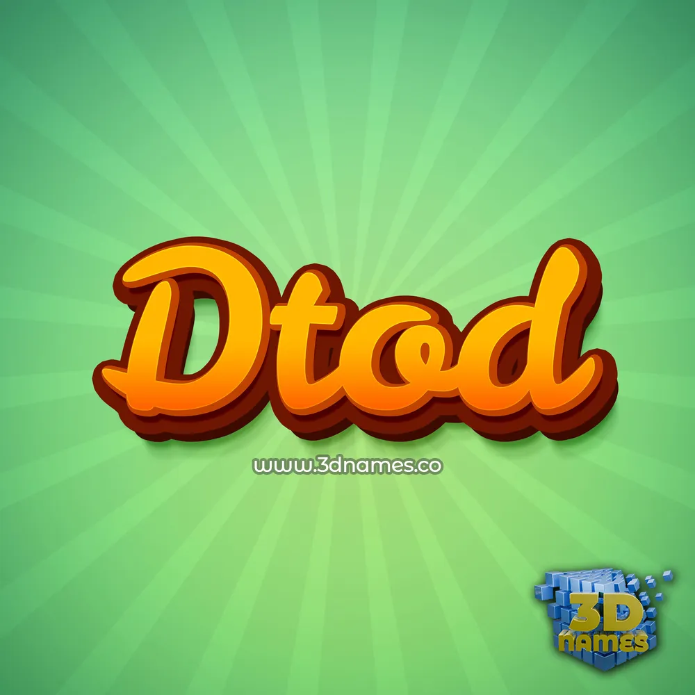 dtod in Green Rays style - 3D name wallpaper