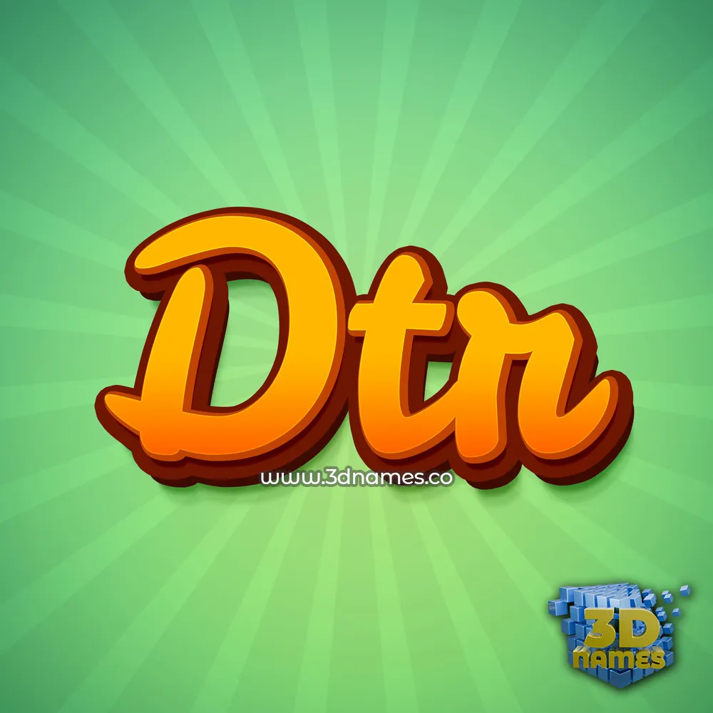 dtr in Green Rays style - 3D name wallpaper