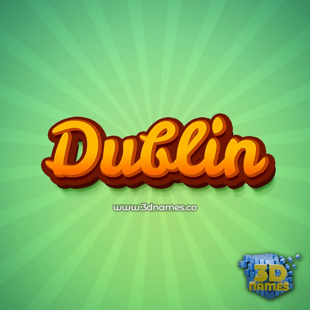 dublin in Green Rays style - 3D name wallpaper