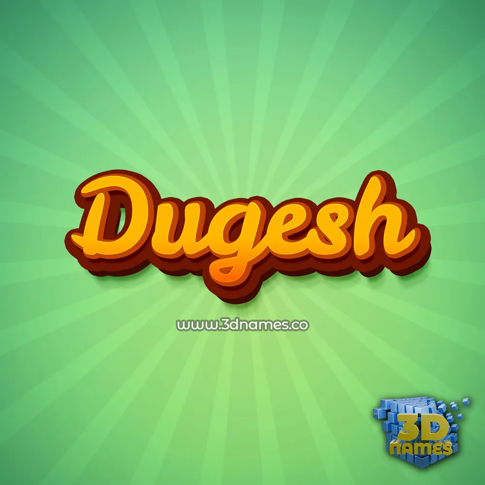 dugesh in Green Rays style - 3D name wallpaper