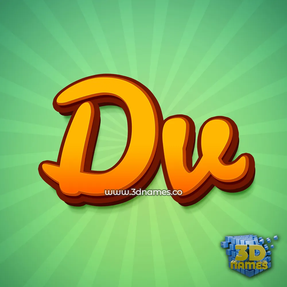 dv in Green Rays style - 3D name wallpaper