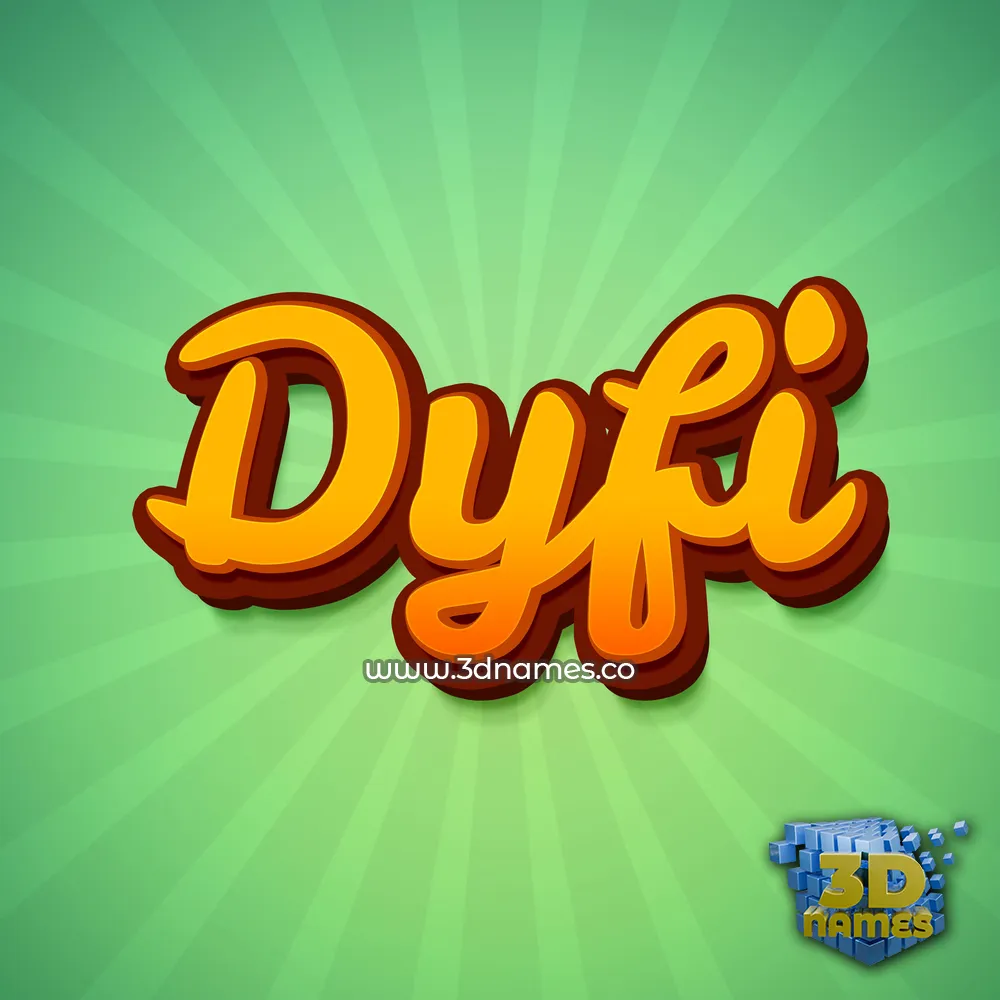 dyfi in Green Rays style - 3D name wallpaper