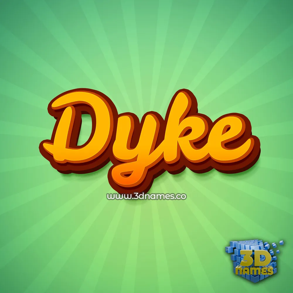 dyke in Green Rays style - 3D name wallpaper