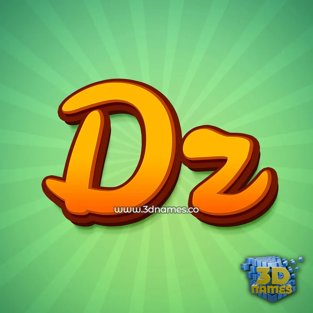 dz in Green Rays style - 3D name wallpaper