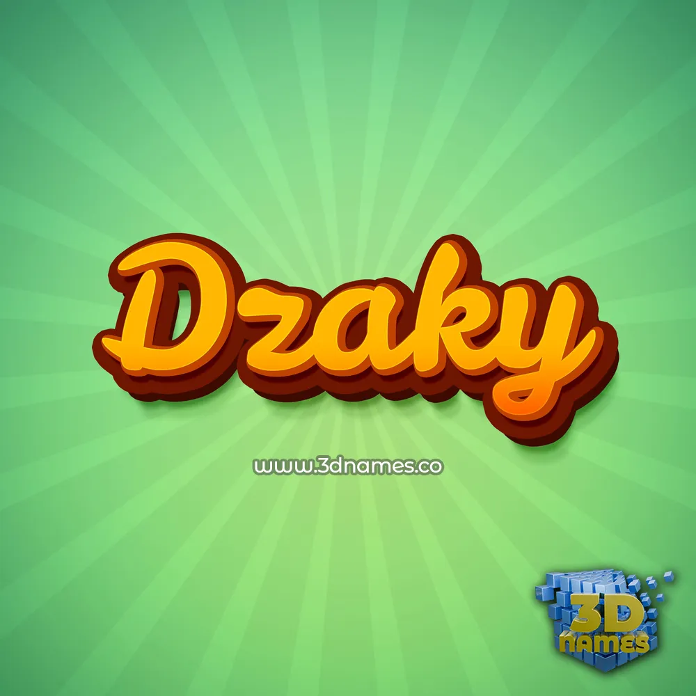 dzaky in Green Rays style - 3D name wallpaper