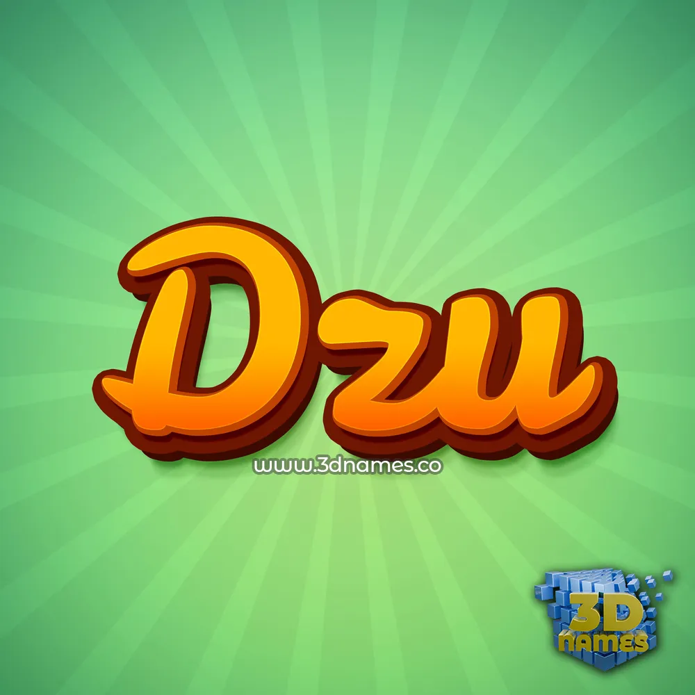 dzu in Green Rays style - 3D name wallpaper