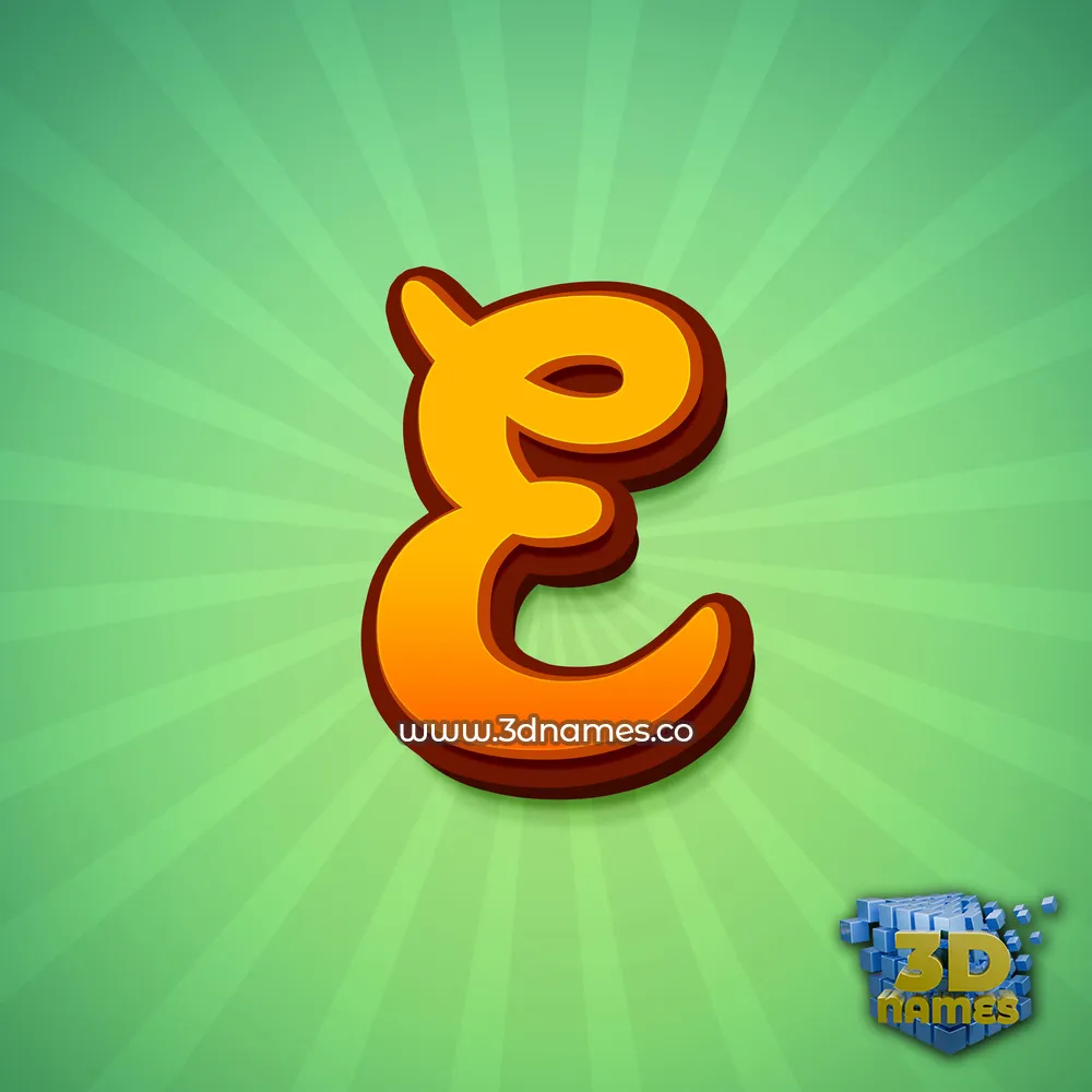 e in Green Rays style - 3D name wallpaper