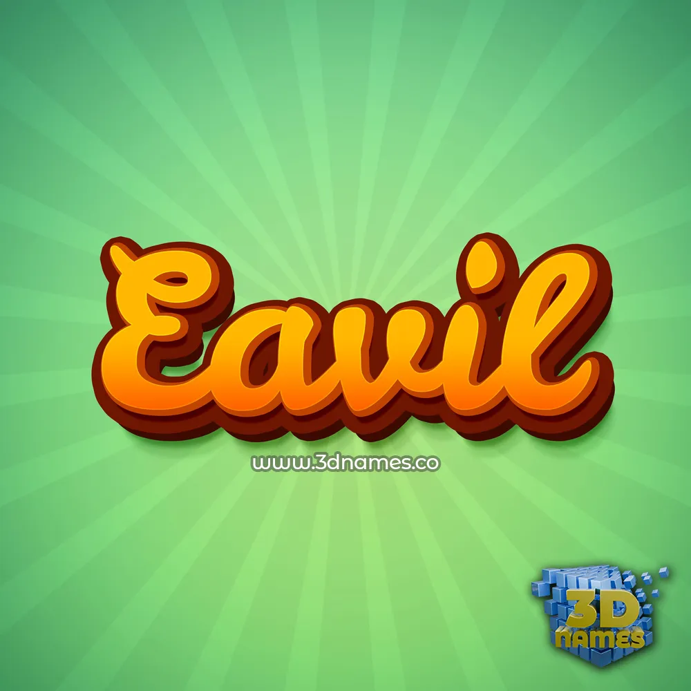eavil in Green Rays style - 3D name wallpaper