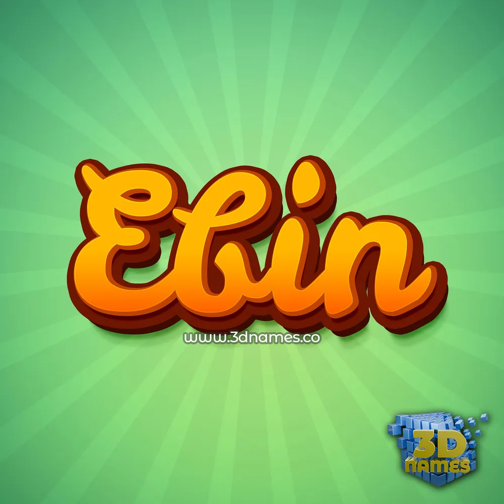 ebin in Green Rays style - 3D name wallpaper