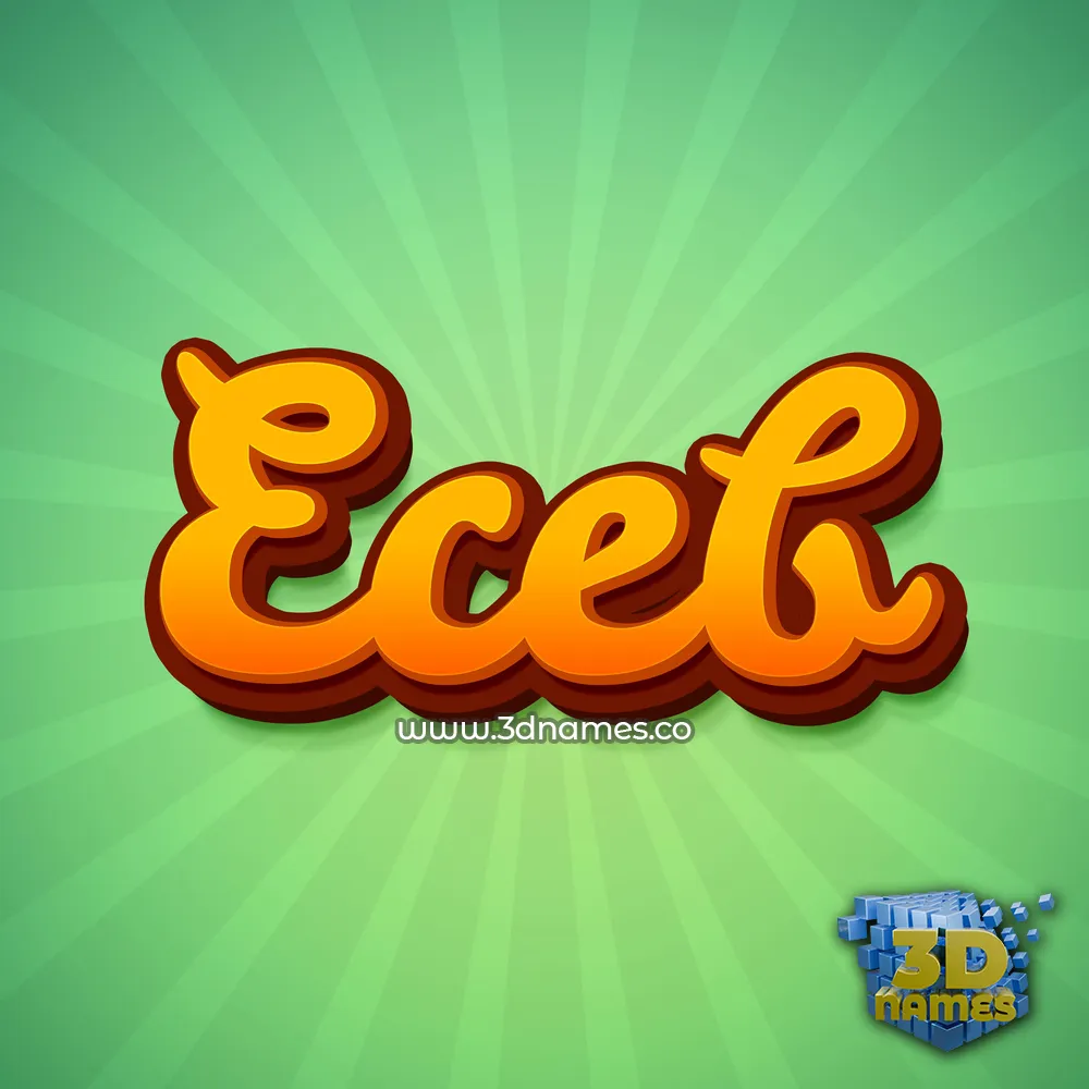 eceb in Green Rays style - 3D name wallpaper