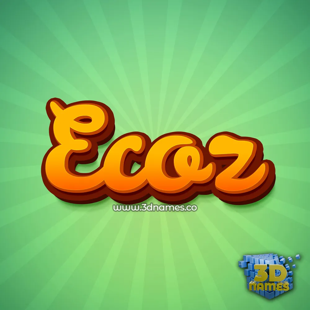 ecoz in Green Rays style - 3D name wallpaper