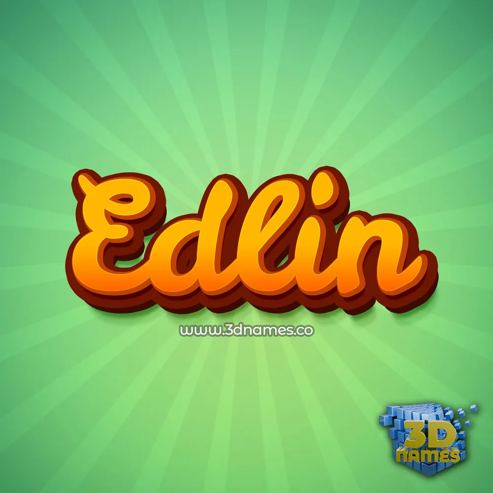 edlin in Green Rays style - 3D name wallpaper