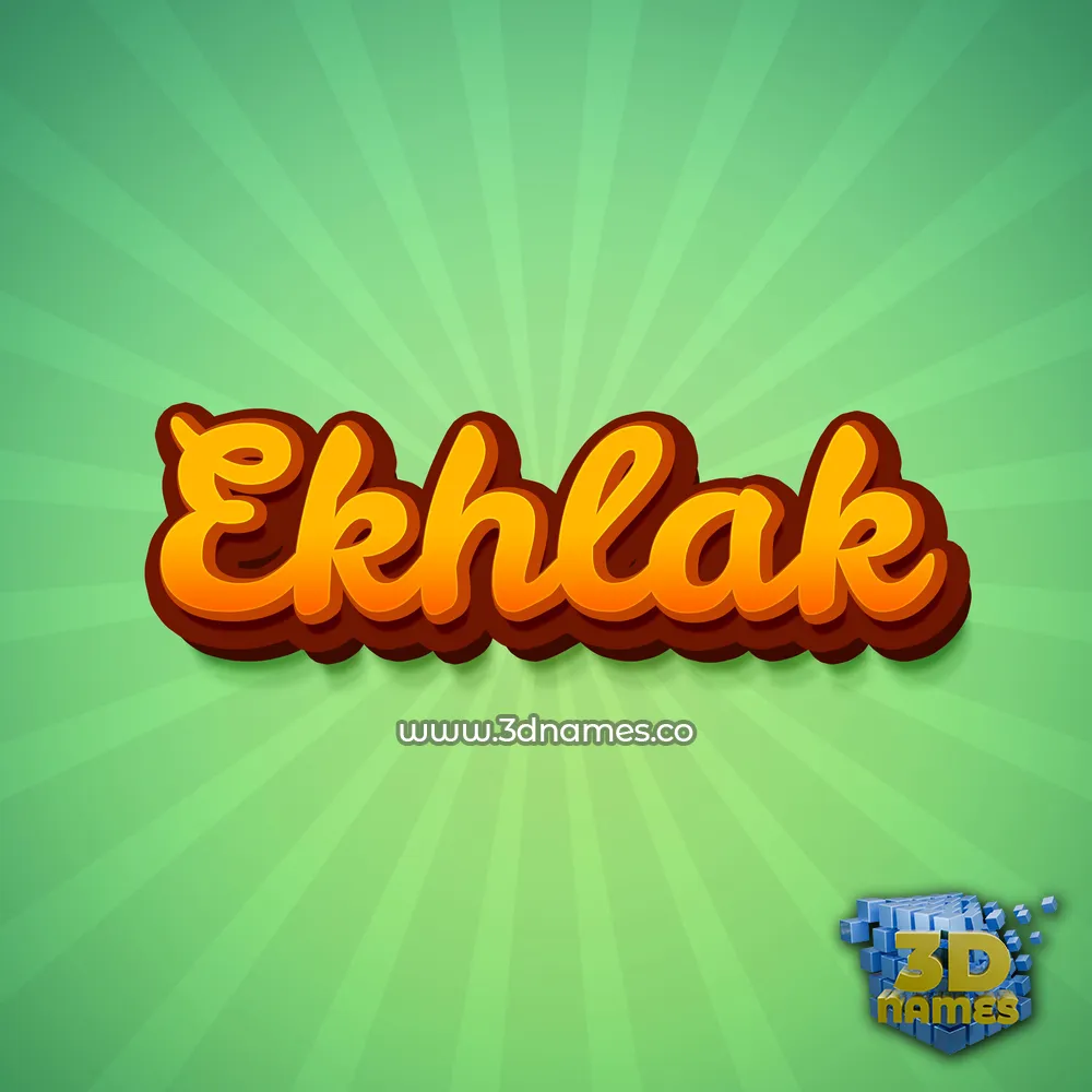 ekhlak in Green Rays style - 3D name wallpaper
