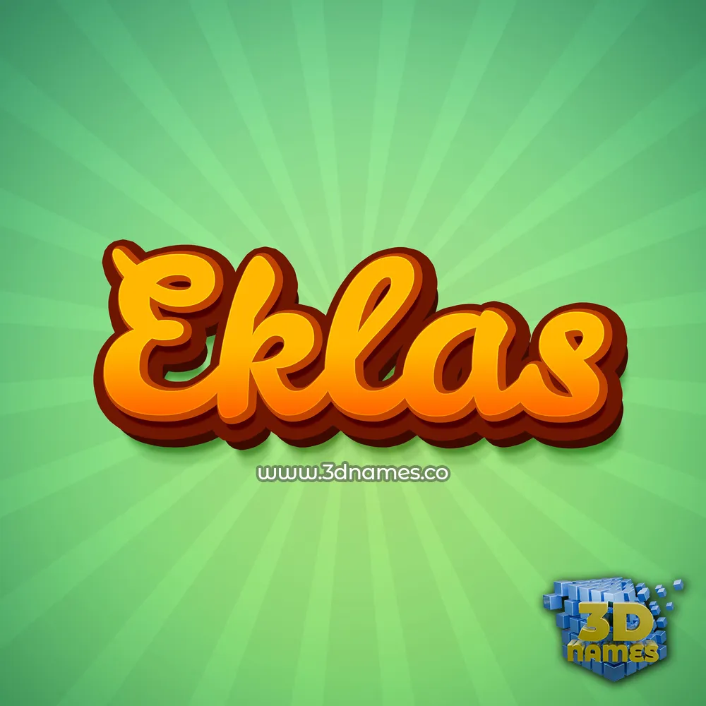 eklas in Green Rays style - 3D name wallpaper